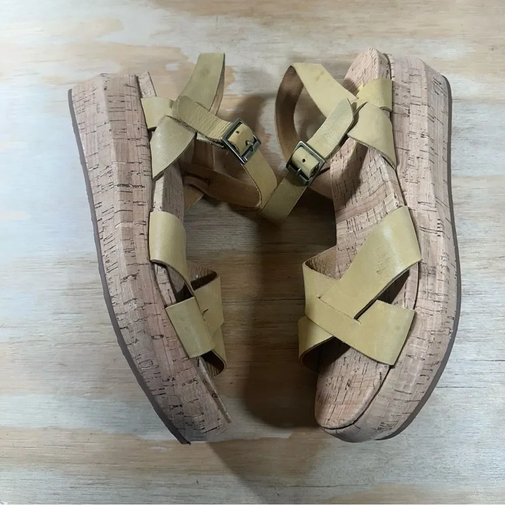 Korks Yellow Platform Sandals Women’s Size 8